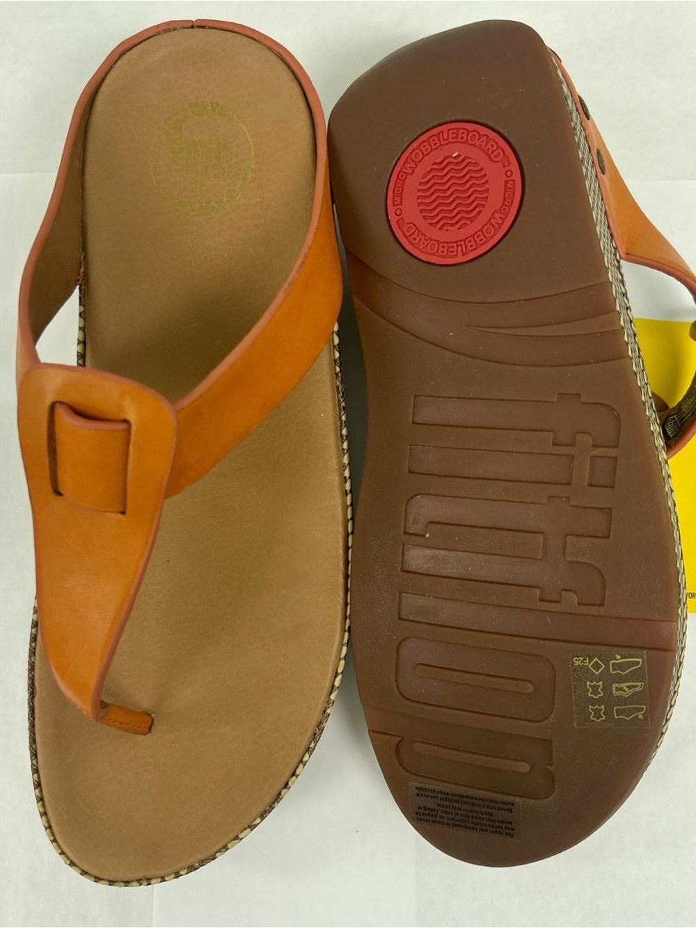 Fitflop Sunbaked Orange Leather Wedge Thong Sandals - Size 8 - Brand new - Picture 3 of 3